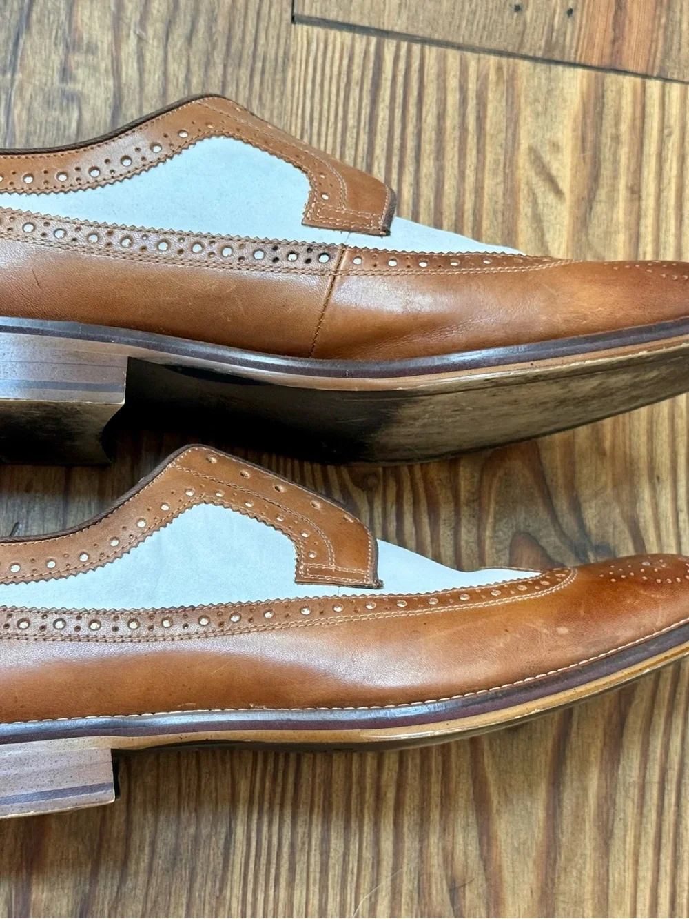 Johnston & Murphy Men's Wingtip Leather Oxford Dress Shoes Two Tone  Size 11.5